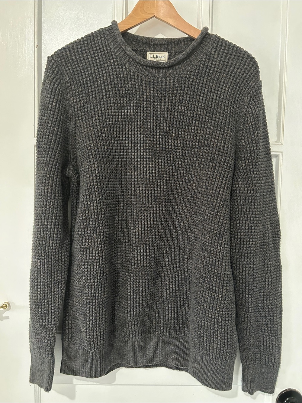 L.L.Bean Organic Cotton Waffle Rollneck Crew Sweater - Medium Tall